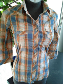 Chemise à carreaux bleu et orange marque Pepe jeans